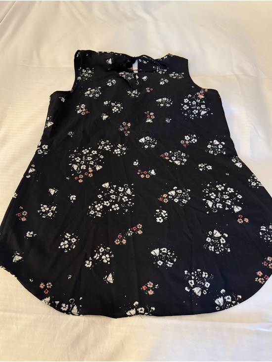 CAbi Tops - CAbi Black Floral Sleeveless women’s blouse with White and Pink Blossoms